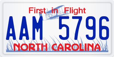 NC license plate AAM5796