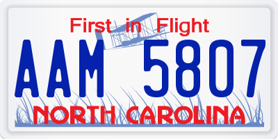 NC license plate AAM5807