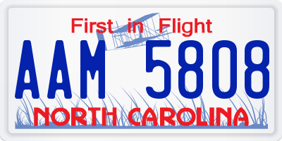 NC license plate AAM5808