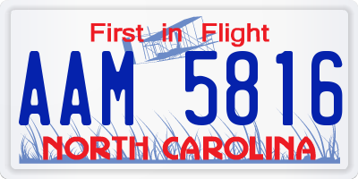 NC license plate AAM5816