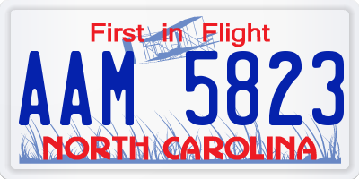 NC license plate AAM5823