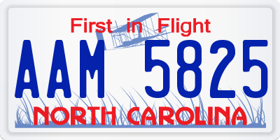 NC license plate AAM5825