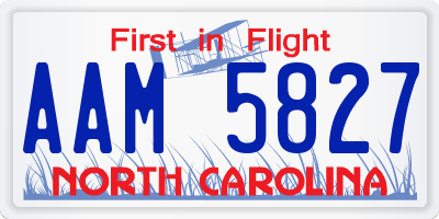 NC license plate AAM5827