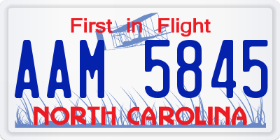 NC license plate AAM5845