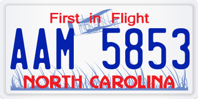 NC license plate AAM5853