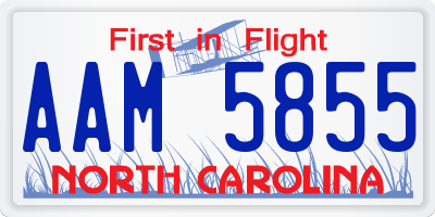 NC license plate AAM5855
