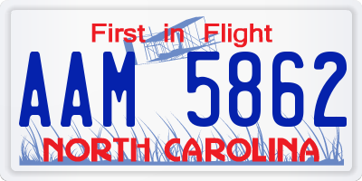 NC license plate AAM5862
