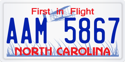 NC license plate AAM5867