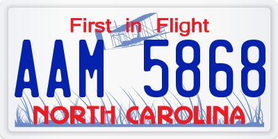 NC license plate AAM5868