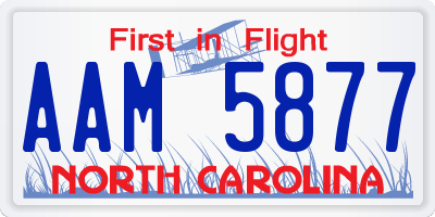 NC license plate AAM5877