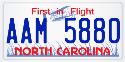 NC license plate AAM5880