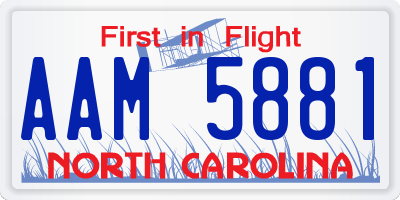 NC license plate AAM5881