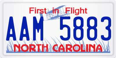 NC license plate AAM5883