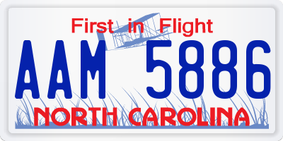 NC license plate AAM5886