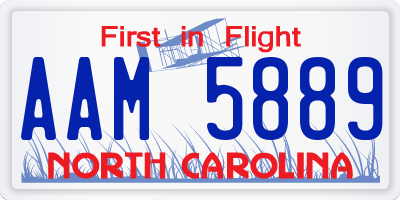 NC license plate AAM5889
