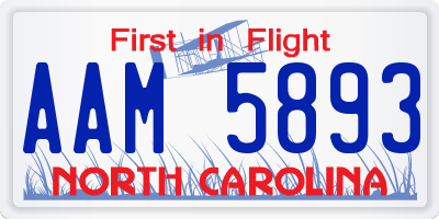 NC license plate AAM5893