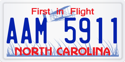 NC license plate AAM5911