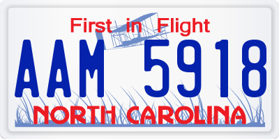 NC license plate AAM5918