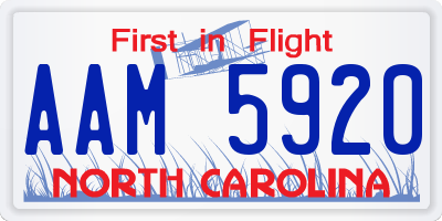 NC license plate AAM5920