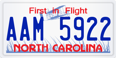 NC license plate AAM5922