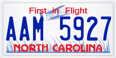 NC license plate AAM5927