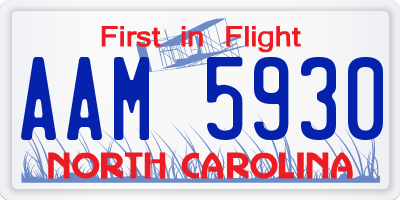NC license plate AAM5930