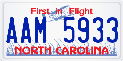 NC license plate AAM5933