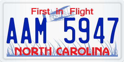 NC license plate AAM5947