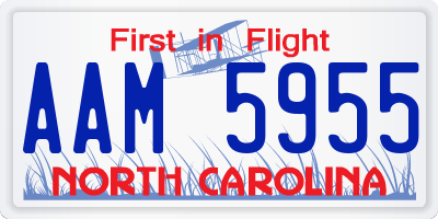 NC license plate AAM5955