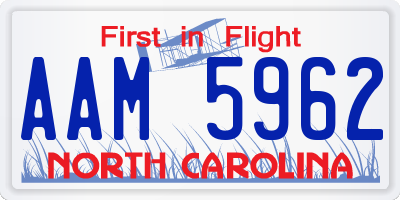 NC license plate AAM5962