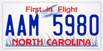 NC license plate AAM5980