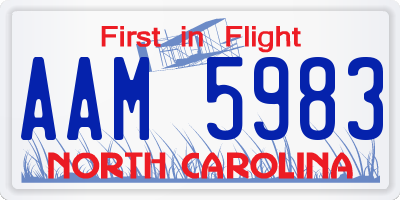 NC license plate AAM5983
