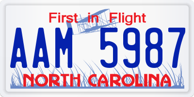 NC license plate AAM5987