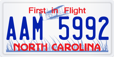 NC license plate AAM5992