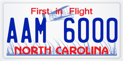 NC license plate AAM6000