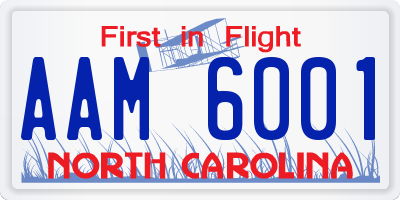 NC license plate AAM6001
