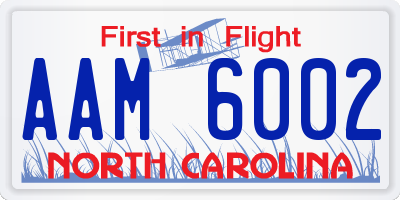 NC license plate AAM6002