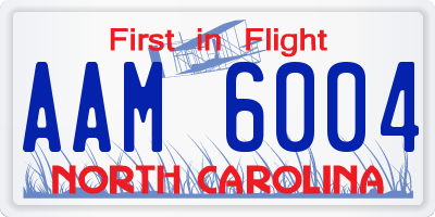 NC license plate AAM6004