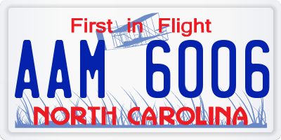 NC license plate AAM6006