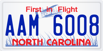 NC license plate AAM6008