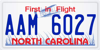 NC license plate AAM6027