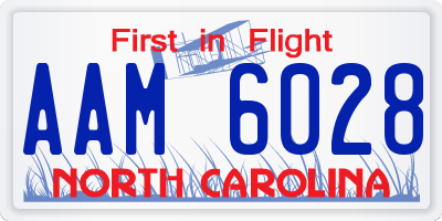 NC license plate AAM6028