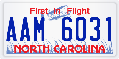 NC license plate AAM6031