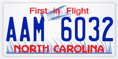 NC license plate AAM6032