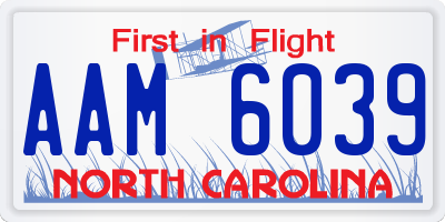 NC license plate AAM6039