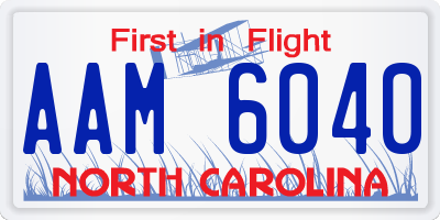 NC license plate AAM6040