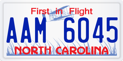 NC license plate AAM6045