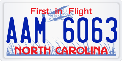 NC license plate AAM6063