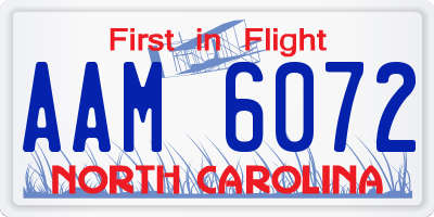 NC license plate AAM6072
