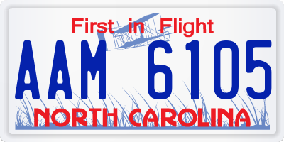 NC license plate AAM6105